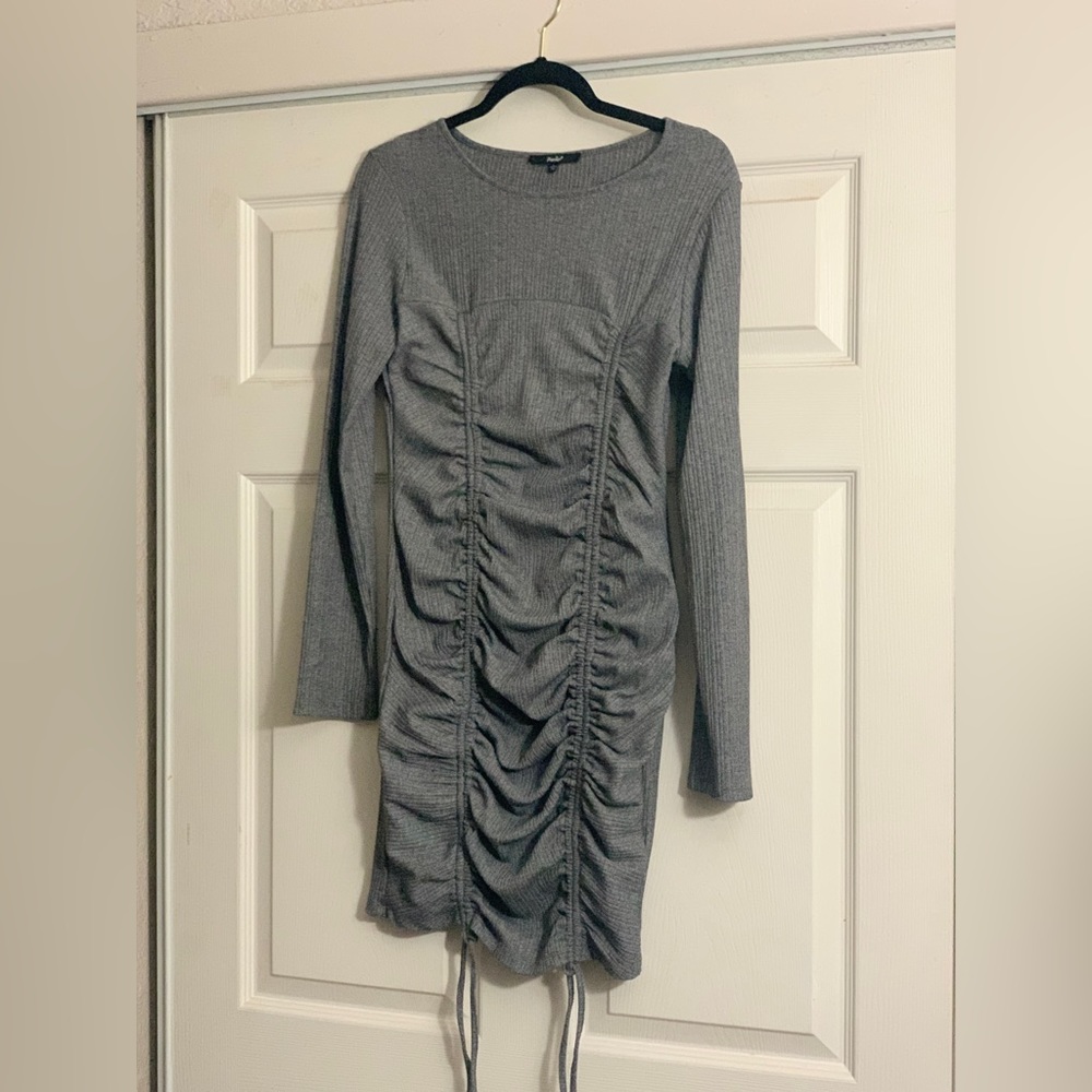 Papaya Grey Long Sleeve Scrunchie Dress